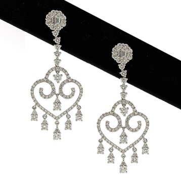 2.44 Ct TW Diamond Chandelier Earrings in 18Kt White Gold